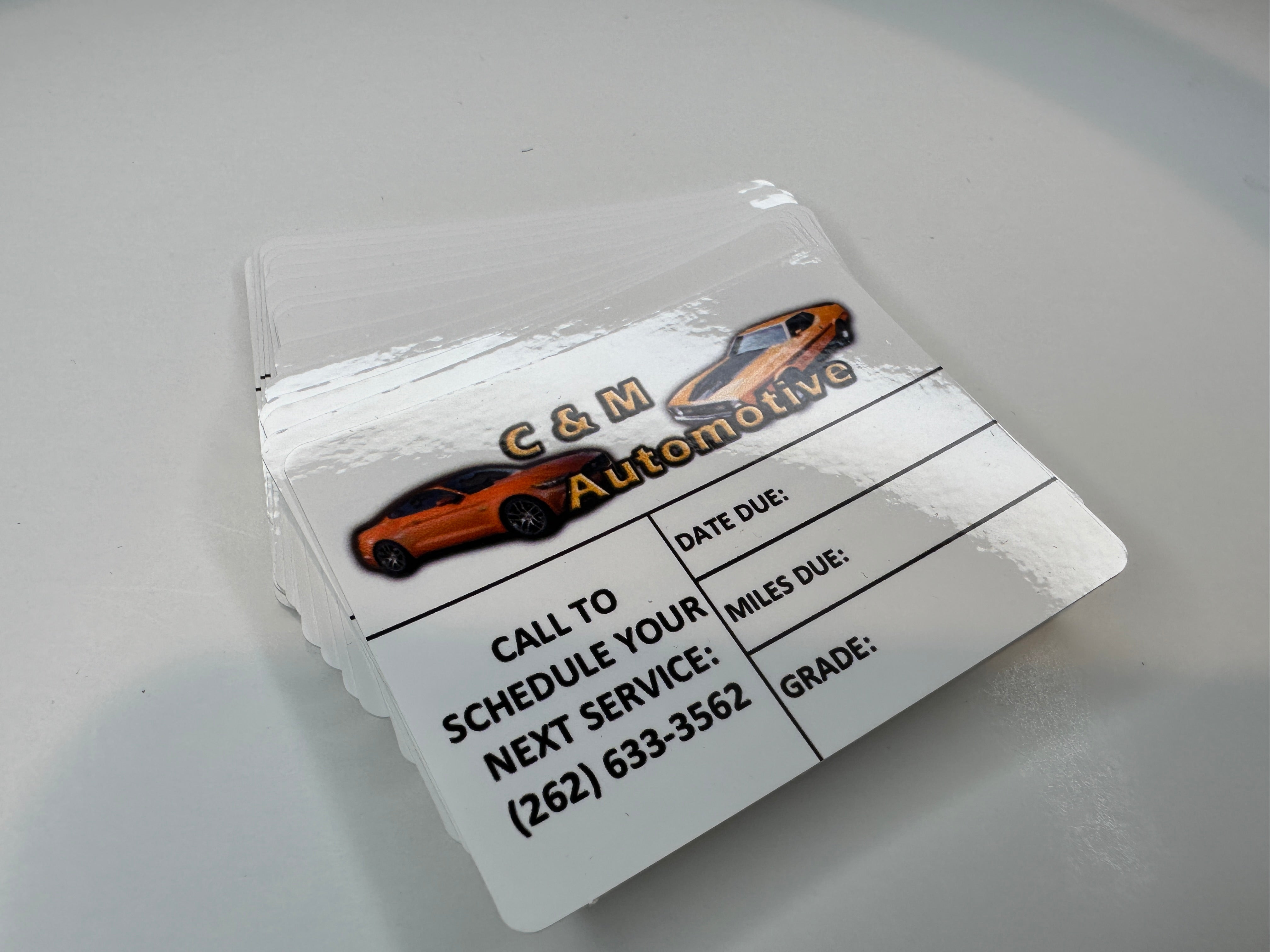 Static Cling Oil Change Stickers MADE EASY