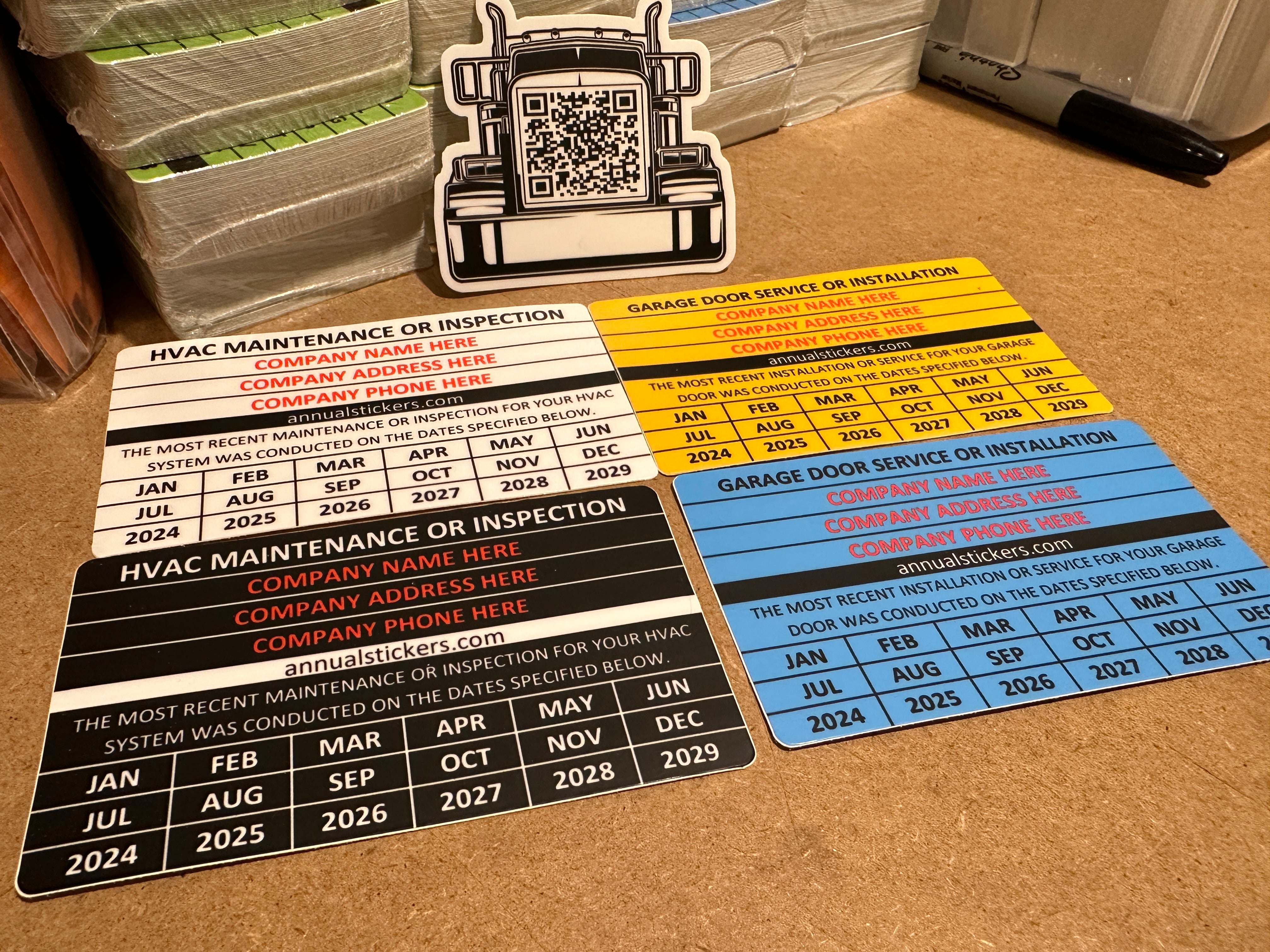 HVAC OR GARAGE DOOR INSPECTION STICKERS