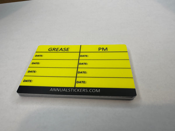 Generic Grease & PM Inspection Stickers – Annual Stickers