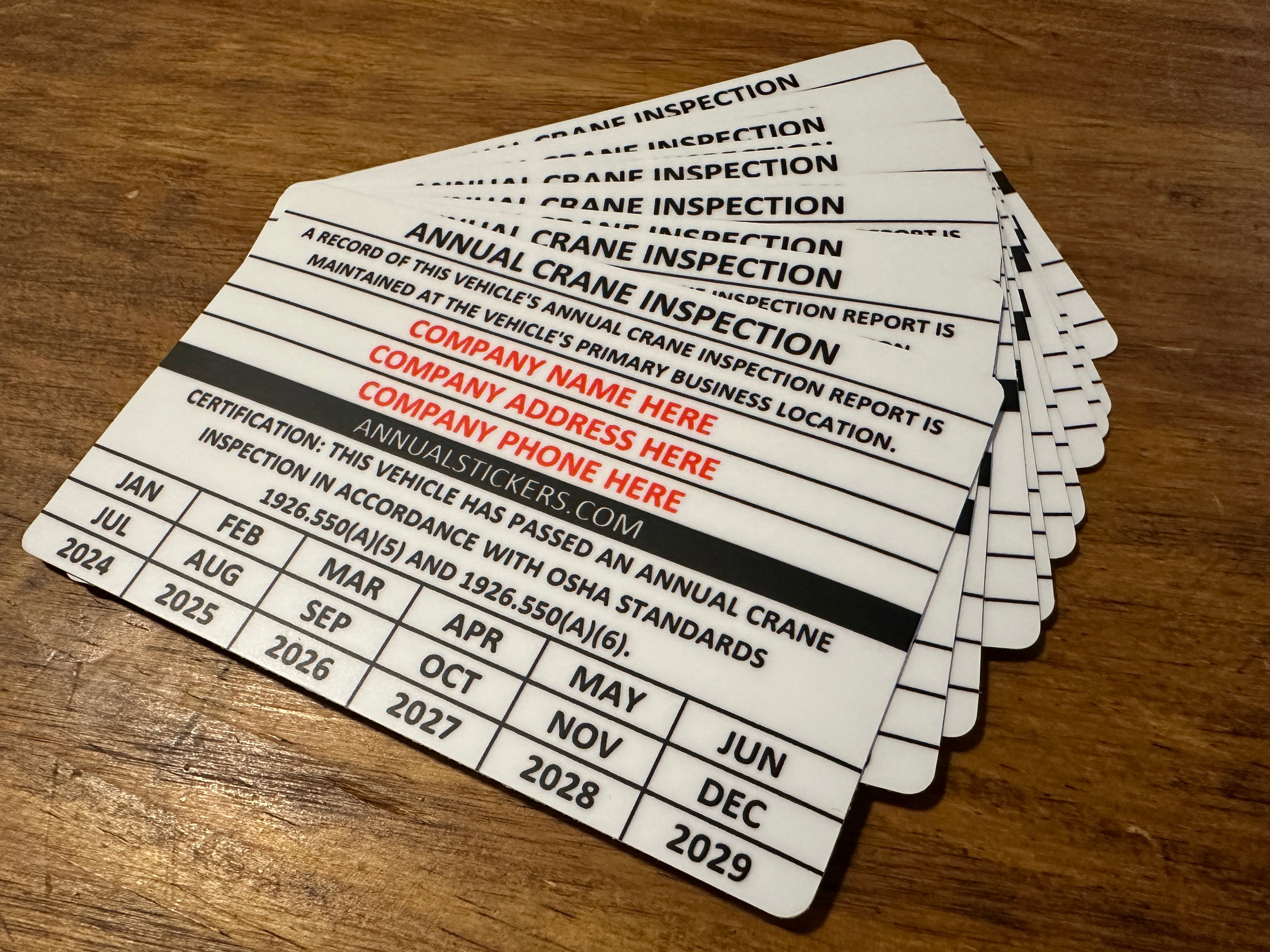 Annual Crane Inspection Stickers MADE EASY