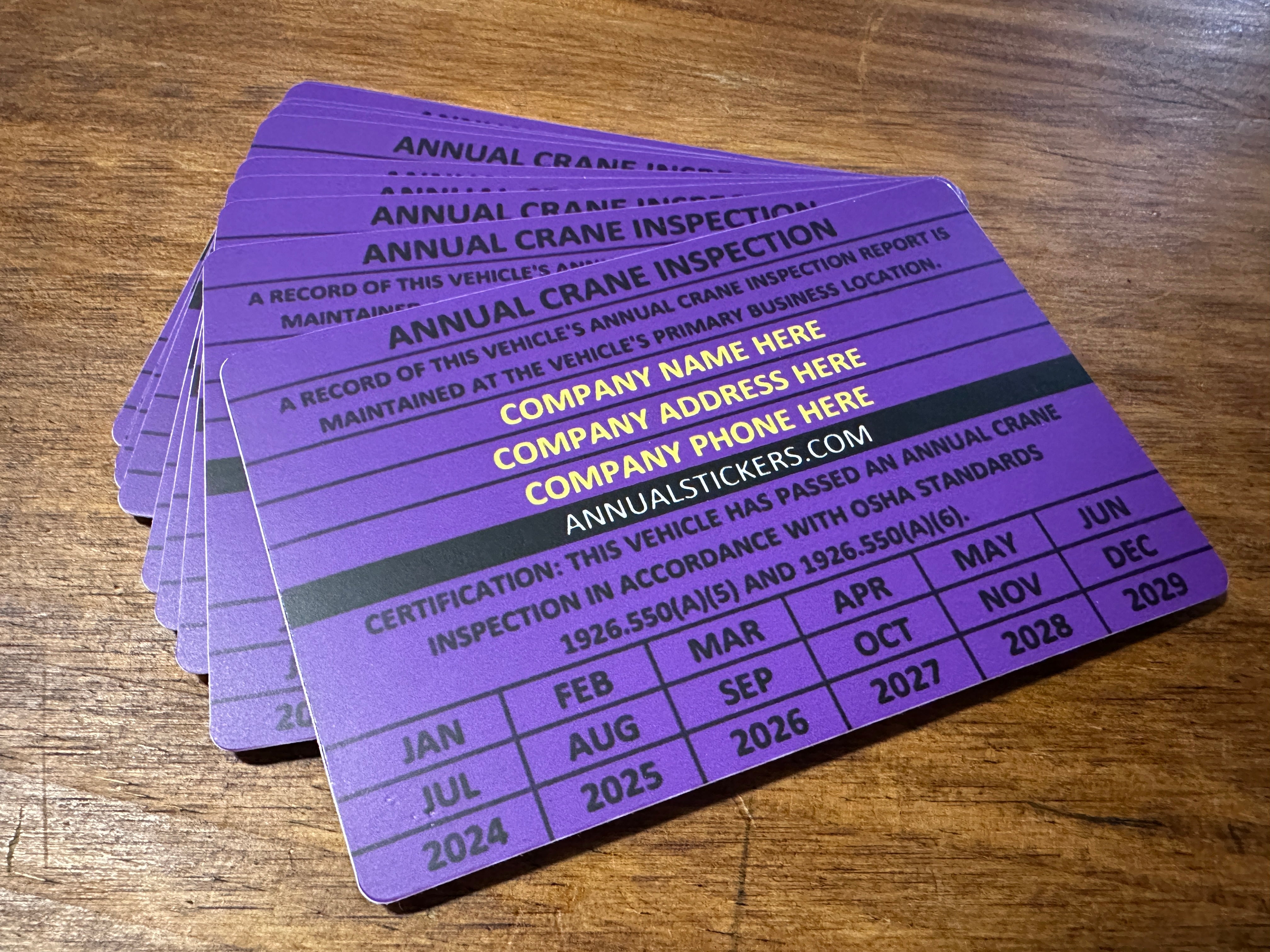 Annual Crane Inspection Stickers MADE EASY