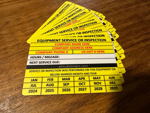 Equipment Service Or Inspection Stickers MADE EASY