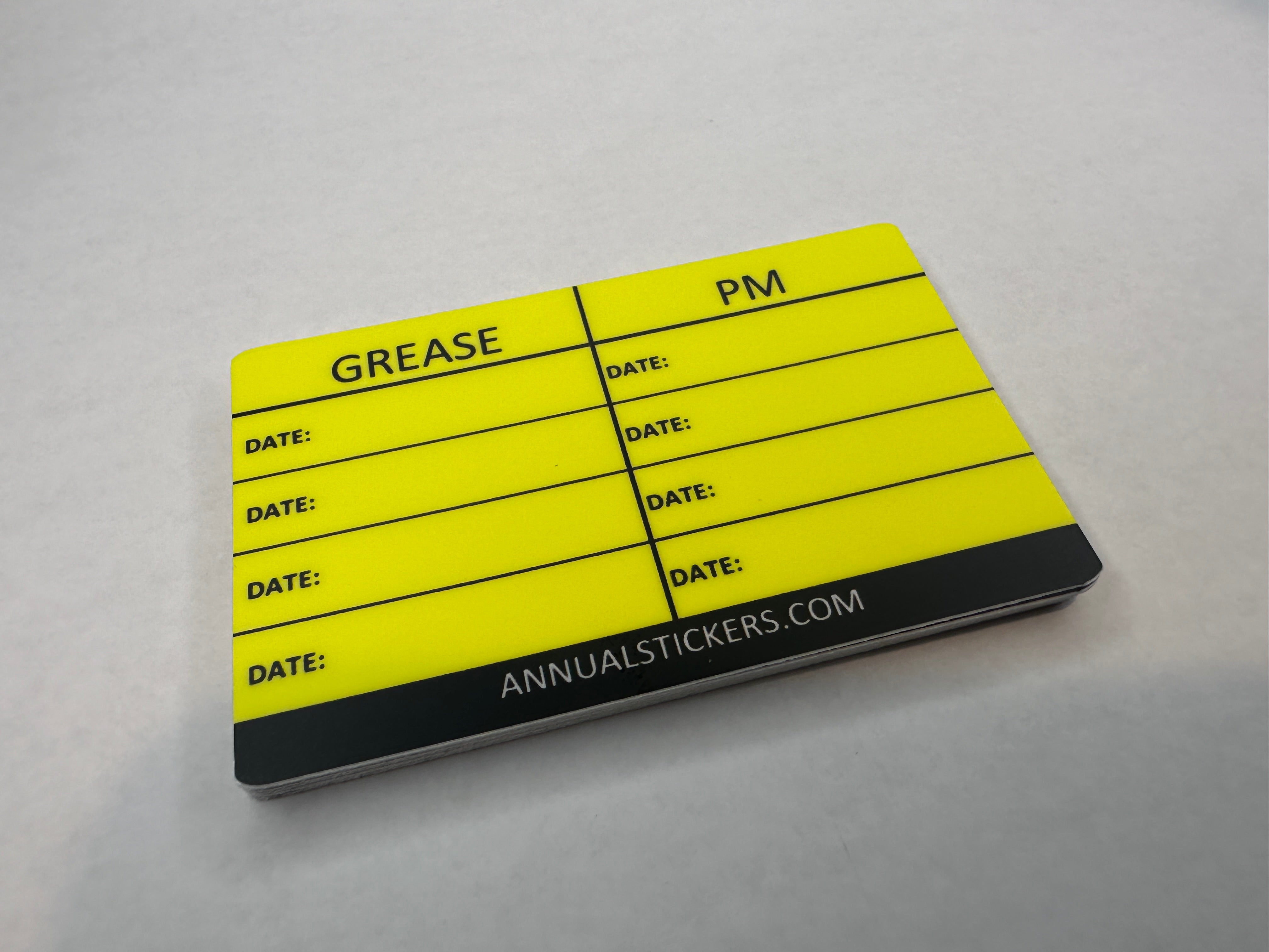 Greasing Monitoring Sticker Generic Grease & PM Inspection Stickers β Annual Stickers