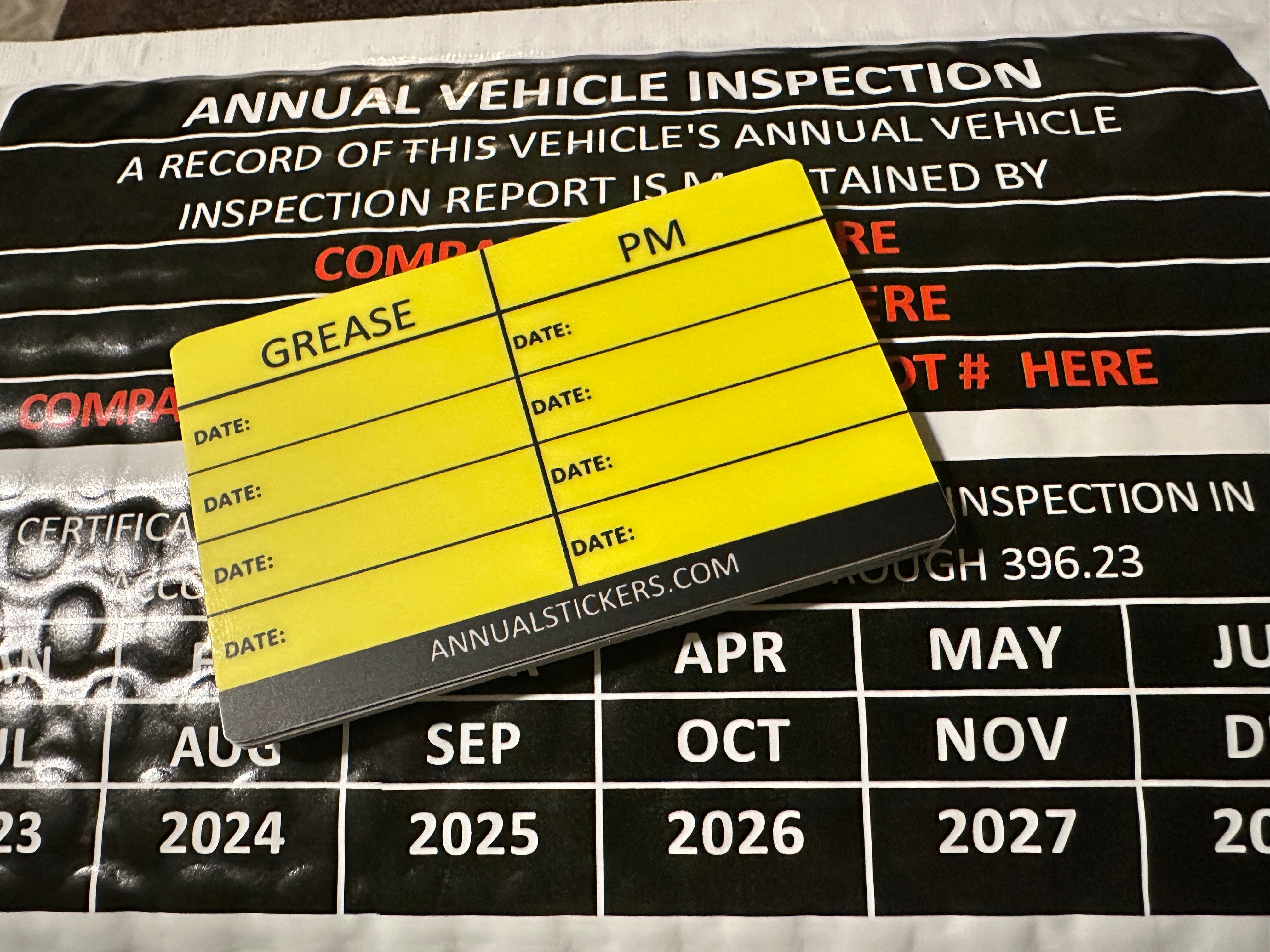 Generic Grease & PM Inspection Stickers – Annual Stickers