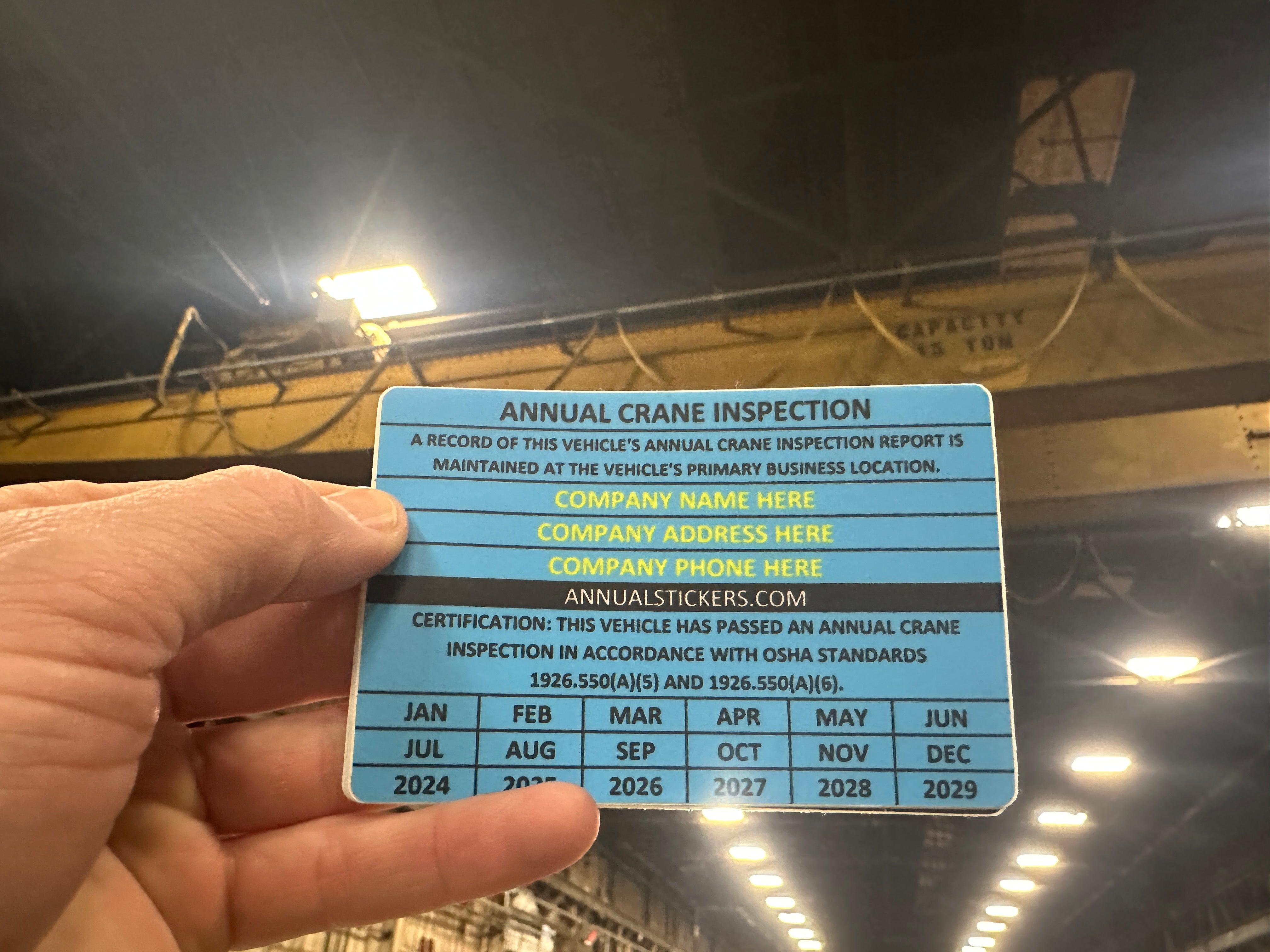 Annual Crane Inspection Stickers MADE EASY