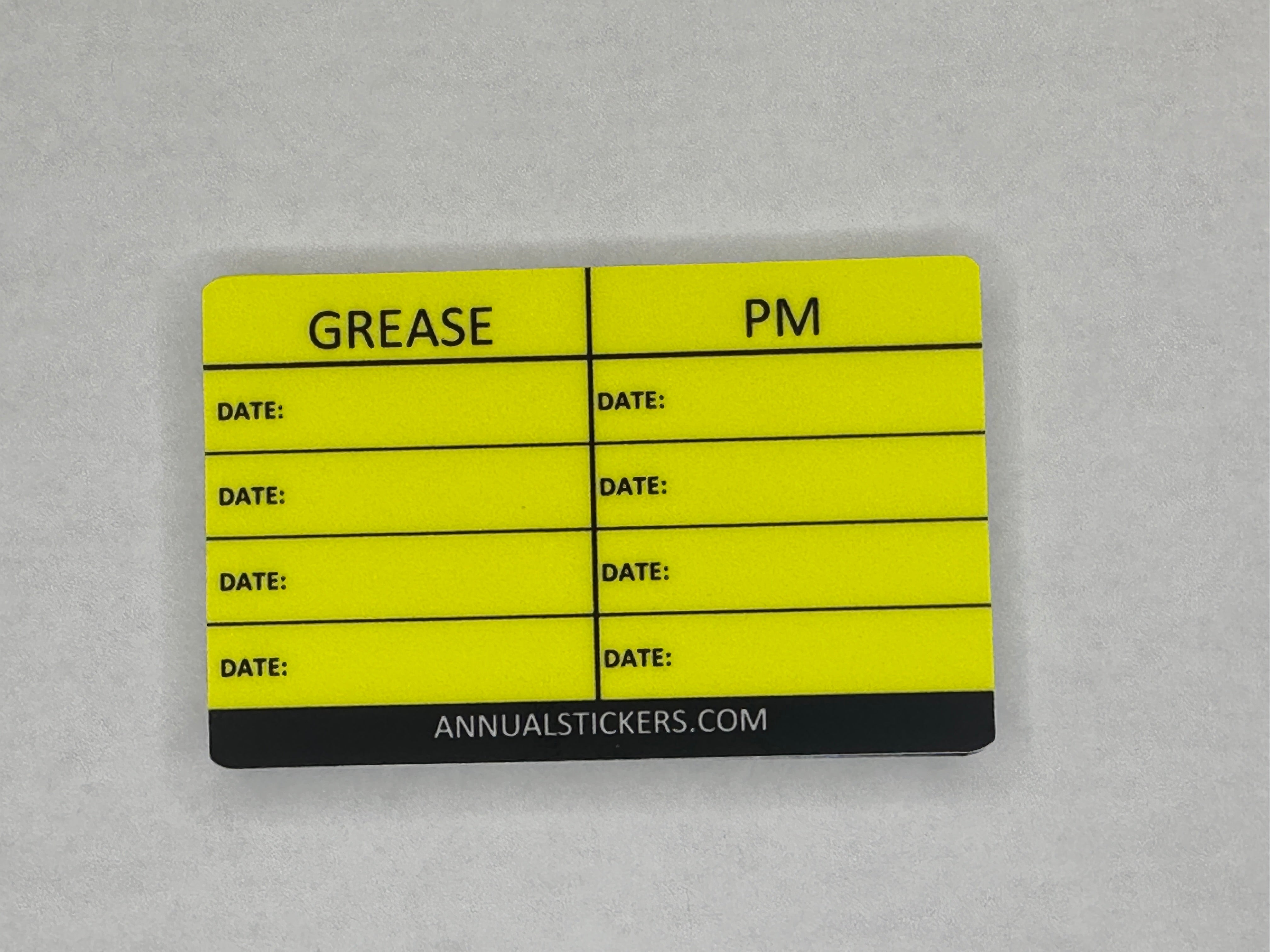 Greasing Monitoring Sticker Generic Grease & PM Inspection Stickers β Annual Stickers