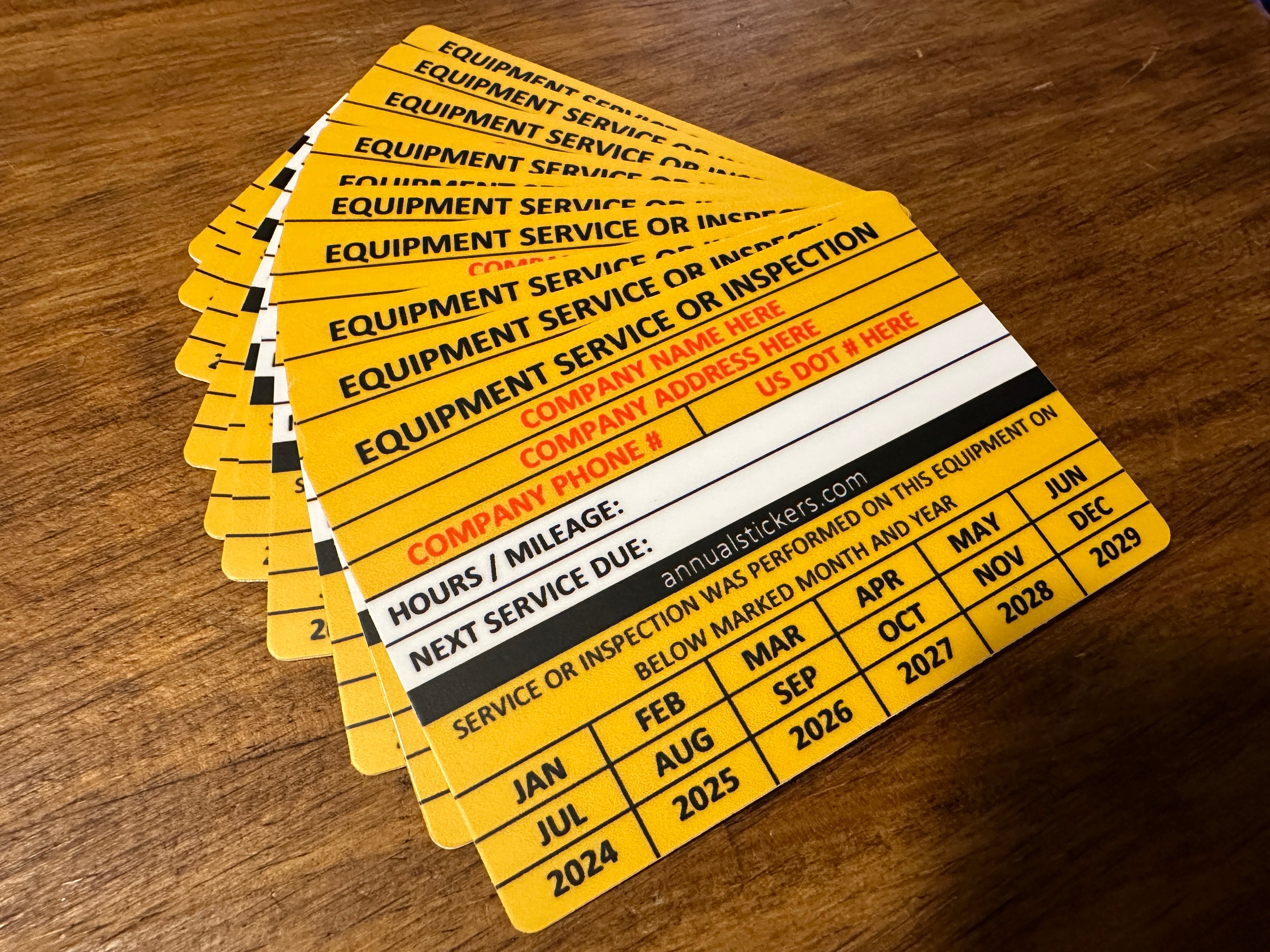 Equipment Service Or Inspection Stickers MADE EASY – Annual Stickers