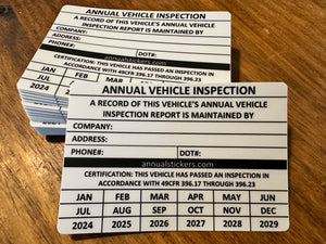 Generic Write on Annual Inspection Stickers MADE EASY