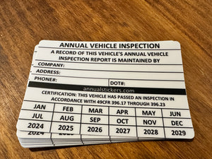 Generic Write on Annual Inspection Stickers MADE EASY