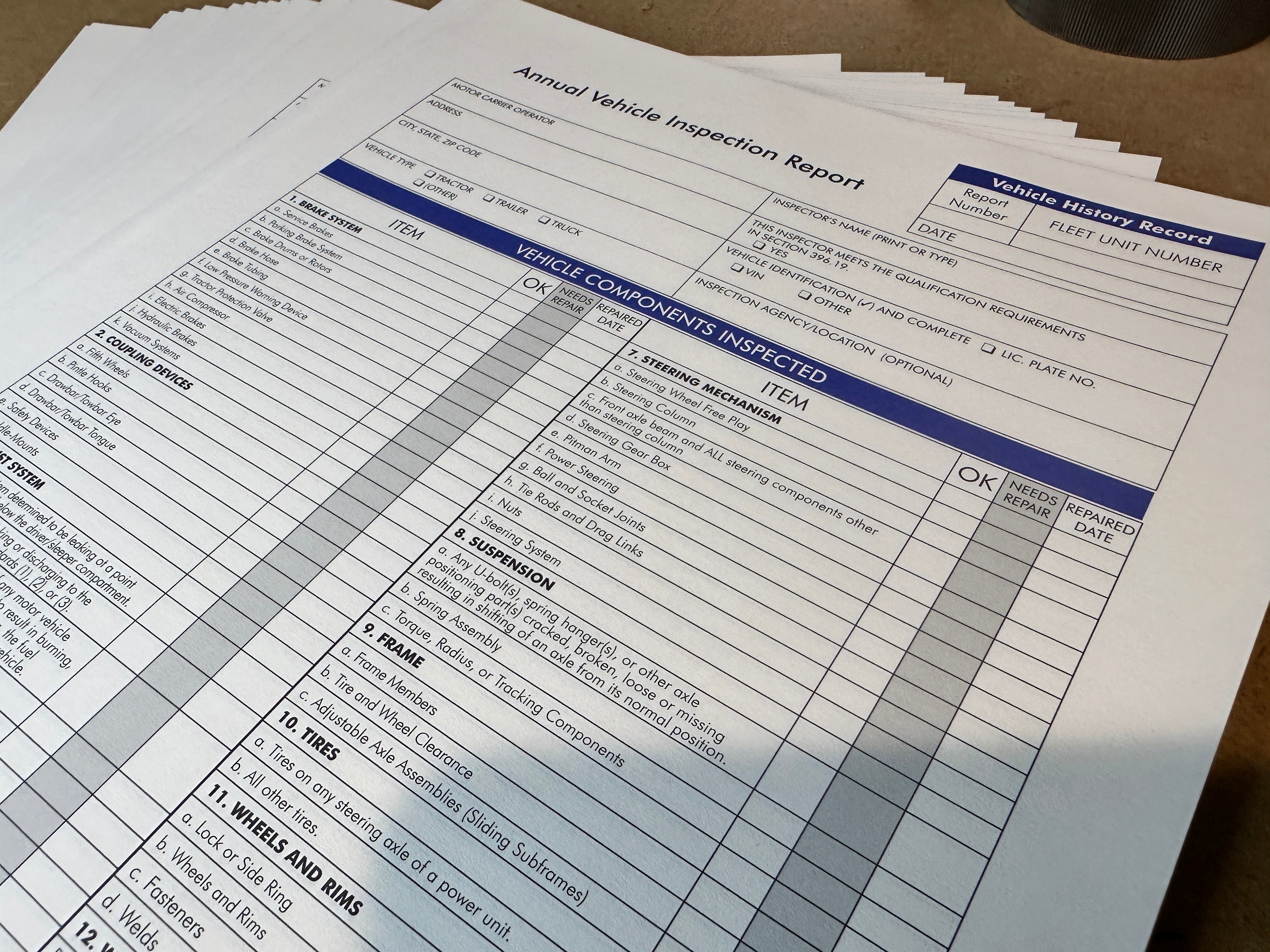 Federal Inspection Paperwork Annual Inspection forms – Annual Stickers