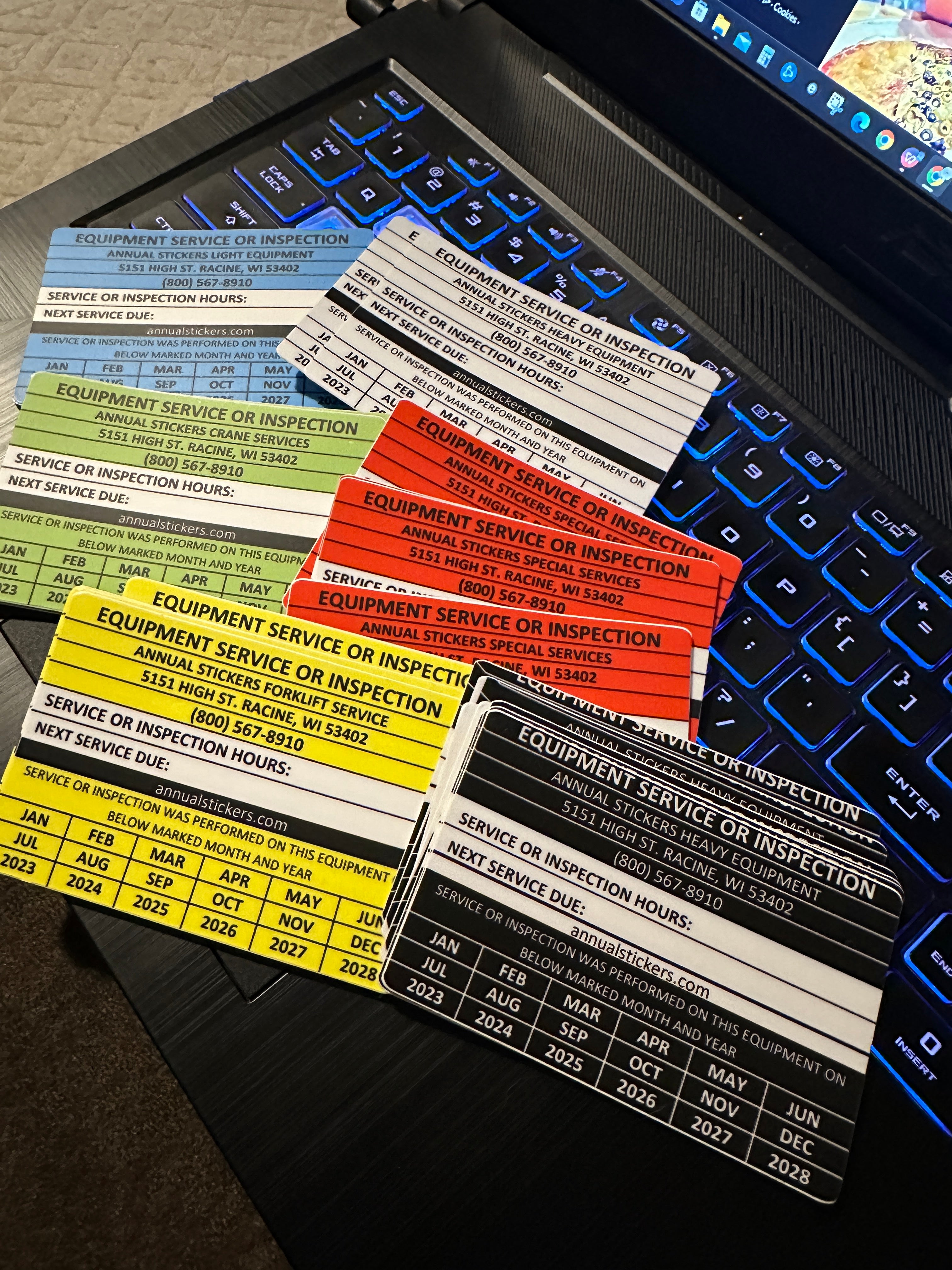 Equipment Service Or Inspection Stickers MADE EASY – Annual Stickers