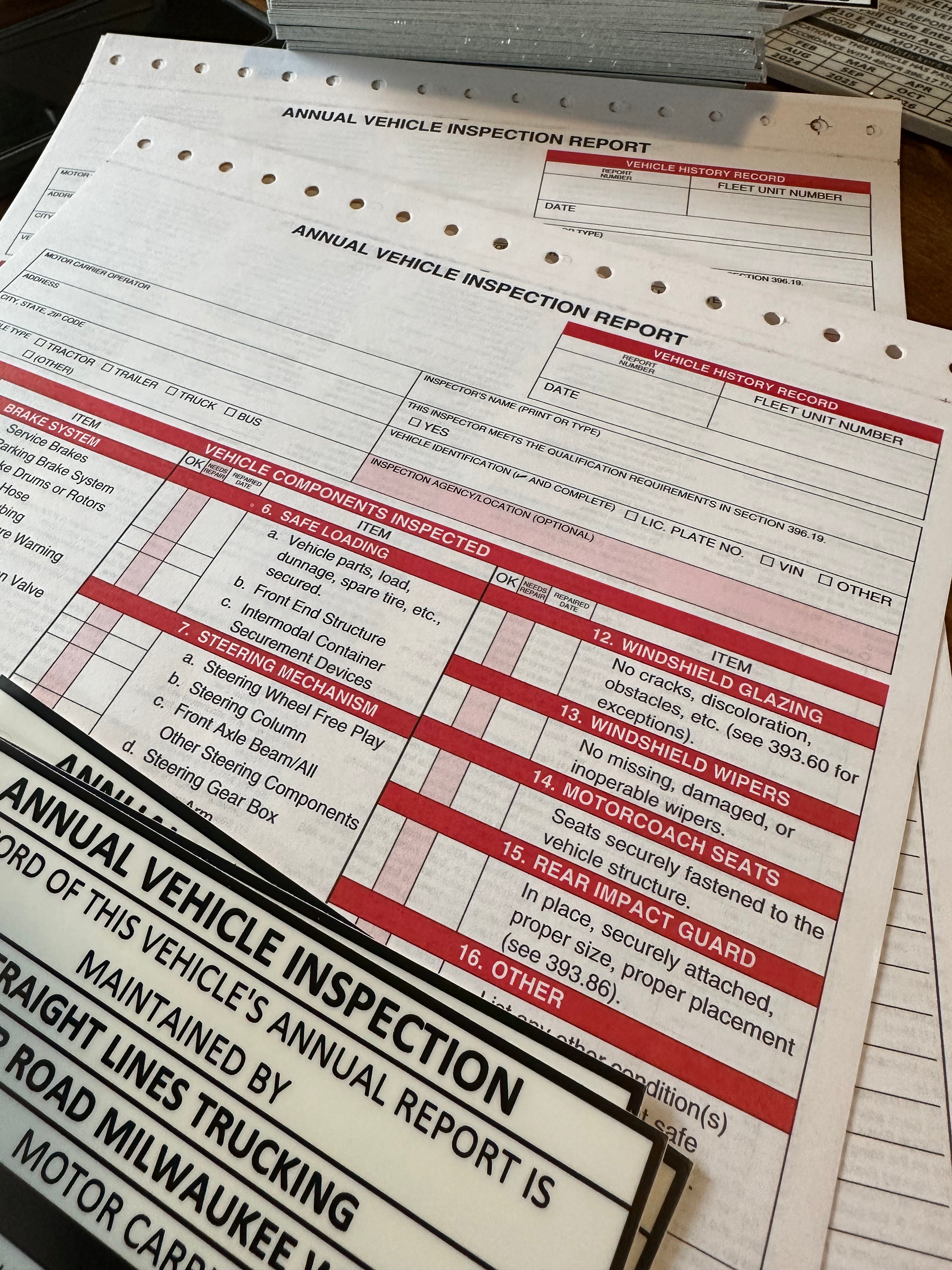 Federal Inspection Paperwork Annual Inspection forms – Annual Stickers