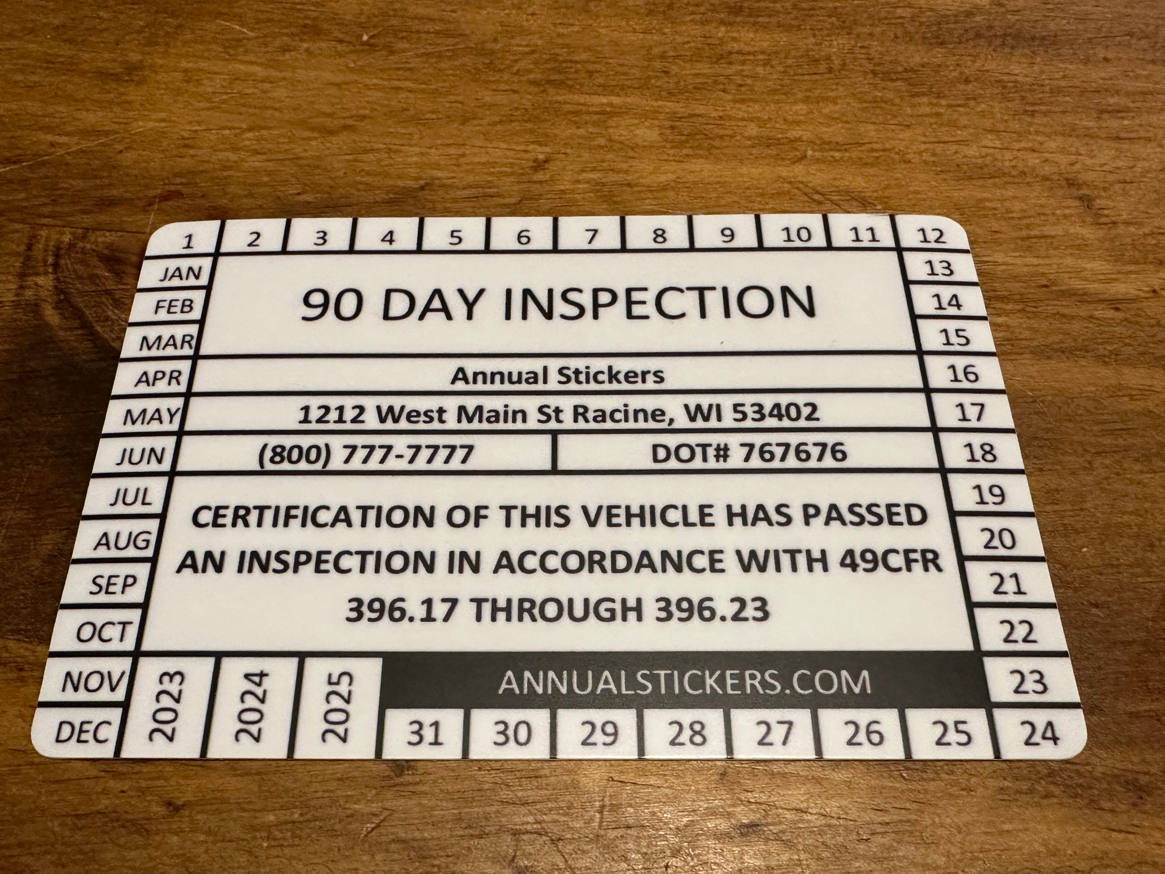 90 Day Inspection Stickers MADE EASY – Annual Stickers